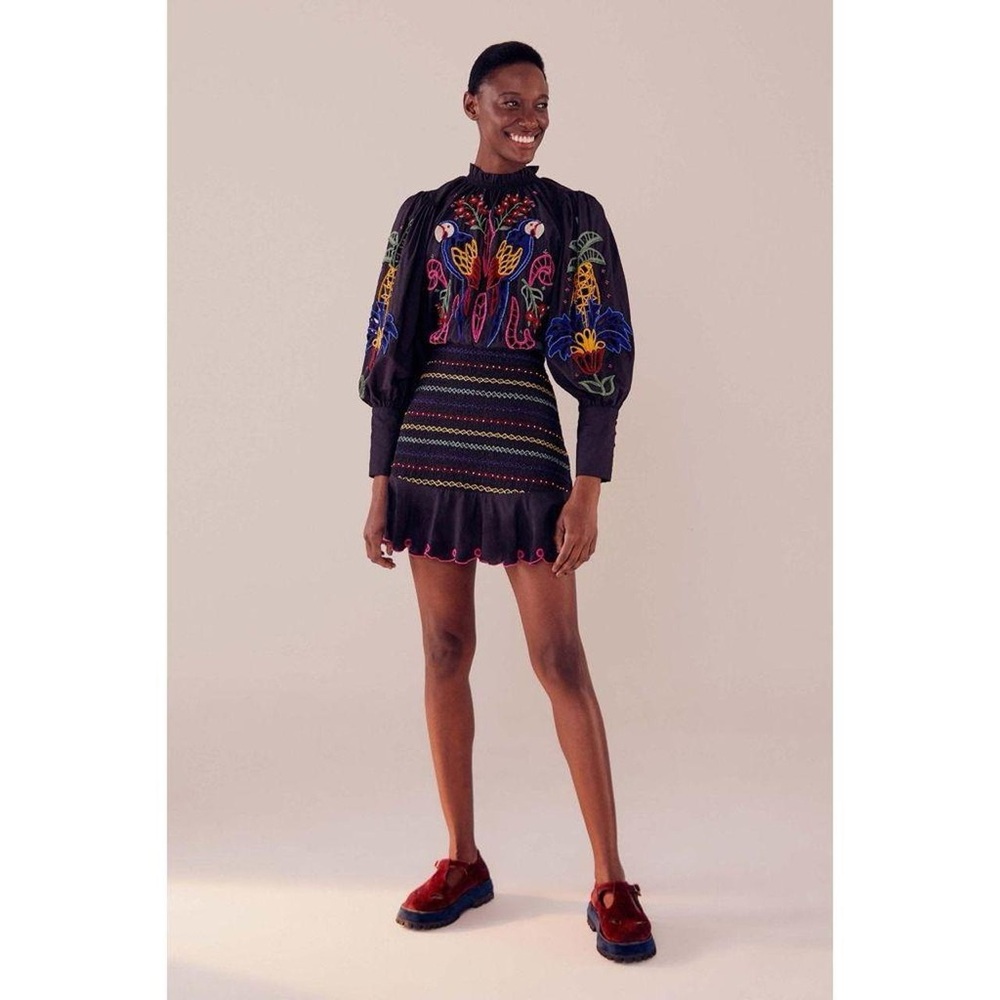 Farm Rio Tropical Embroidered Tapestry Dress